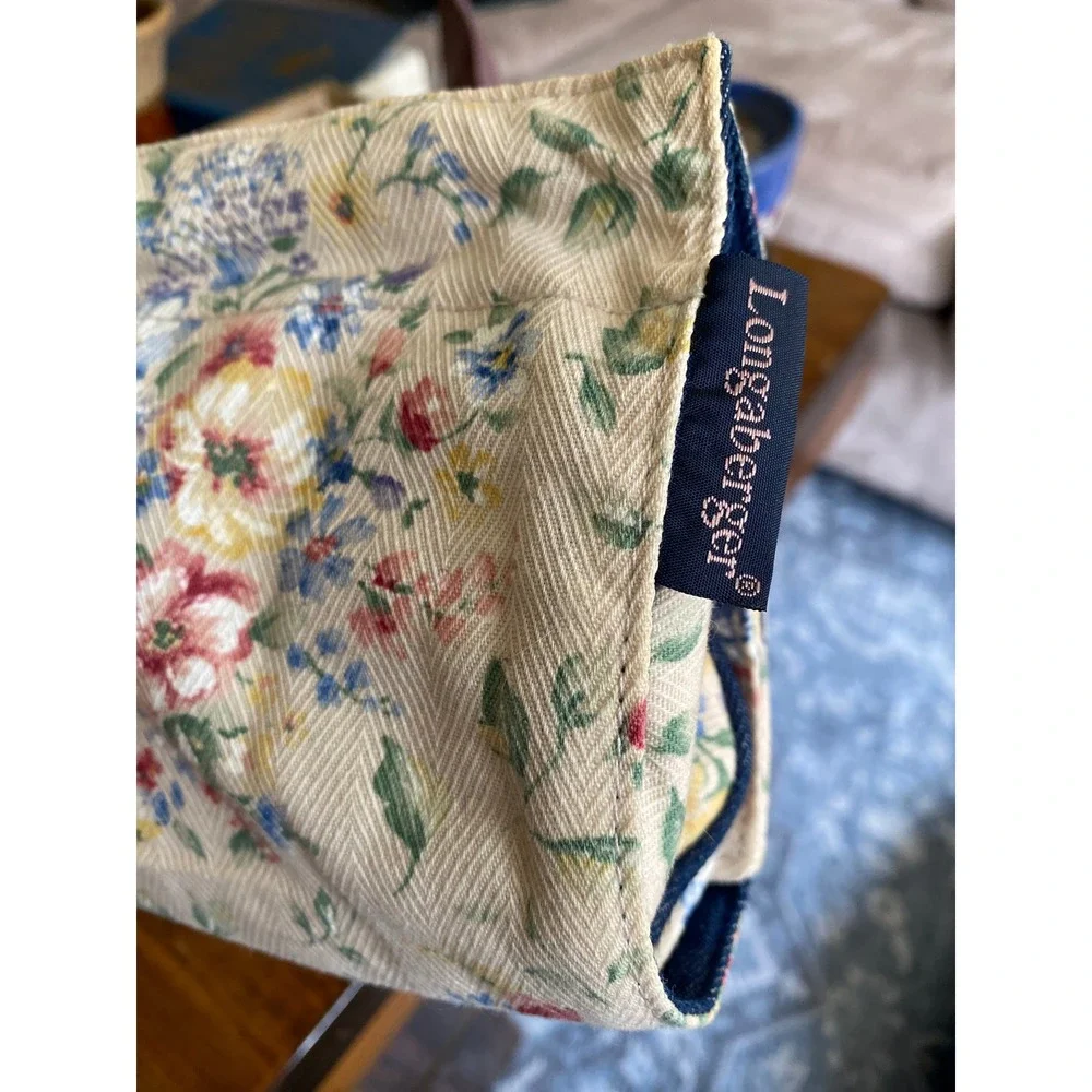 Longaberger Vintage 1990s Floral Tapestry Tri Fold Travel Organizer Cosmetic Bag